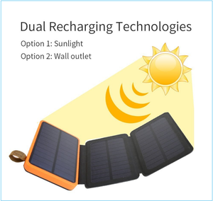 The Ultimate DUAL POWER SOURCE 10000 mAh Power Back-up System With 3-Panel Solar Chargers + Built In LED Flashlight And Special FREE 🚛 Shipping Too!
