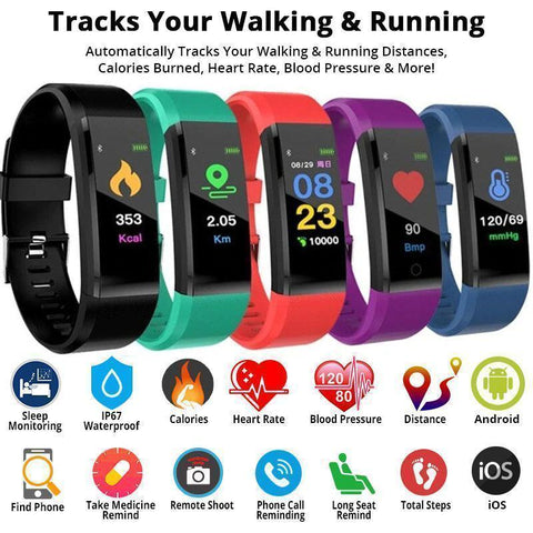 Image of BEST Fitness Smartwatch Tracks Your Running & Walking Distance, Heart Rate, Calories, Blood Pressure & More... Choose From 5 COLORS + Get FREE Delivery Too!