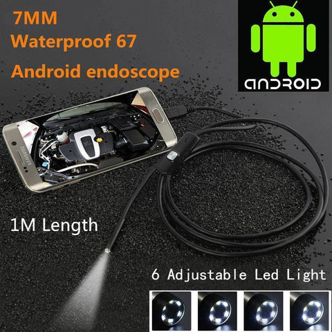 Image of Waterproof 7mm Endoscope For Android Phone With LED Lighted Lens For High Visibility!