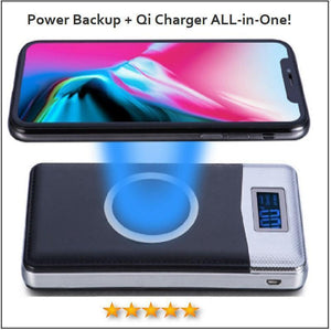 NEW 50000 mAh Power Bank Qi Wireless Charging + 2 USB Ports For ALL Mobile Devices