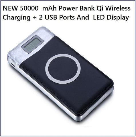 Image of NEW 50000 mAh Power Bank Qi Wireless Charging + 2 USB Ports For ALL Mobile Devices