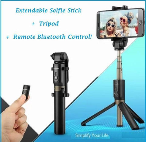 Image of Get Your Own Top Rated Wireless Bluetooth Pro Selfie Stick PLUS Mini Tripod & You Get FREE Shipping Too!  🚛